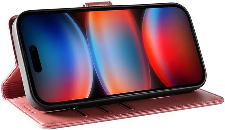 iPhone 17 Pro Max Hoesjes – Bookcase Wallet Case – PU Kalfsleer – Pasjeshouder – Roségoud-Ilumina Benelux