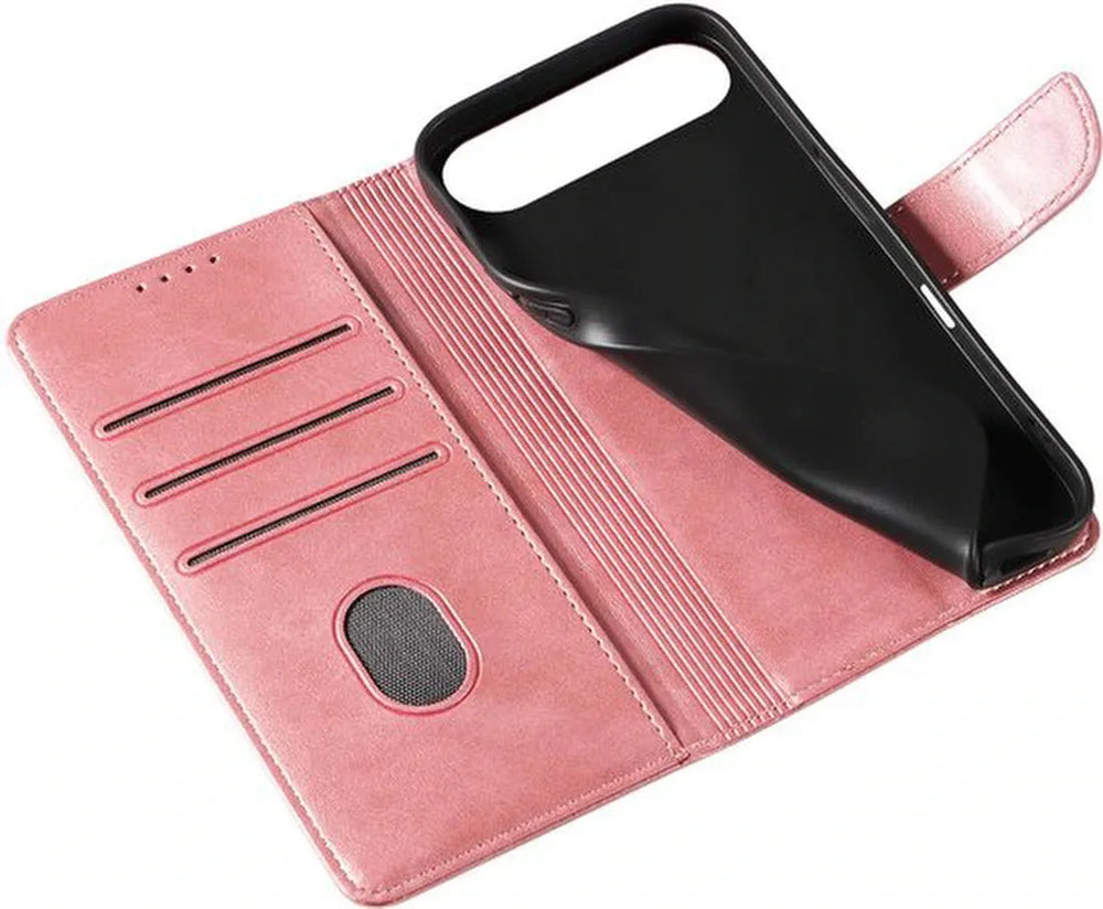 iPhone 17 Air Hoesjes – Luxe PU Kalfsleer Wallet – Portemonnee Hoes – Pasjeshouder – Roségoud-Ilumina Benelux