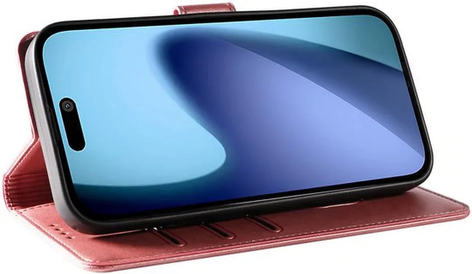 iPhone 17 Air Hoesjes – Luxe PU Kalfsleer Wallet – Portemonnee Hoes – Pasjeshouder – Roségoud-Ilumina Benelux