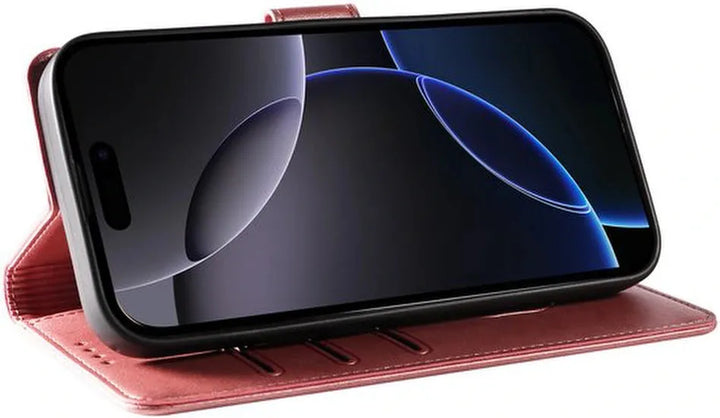iPhone 15 Pro Max Hoesjes – Luxe PU Kalfsleer Wallet – Bookcase – Pasjeshouder – Roségoud-Ilumina Benelux