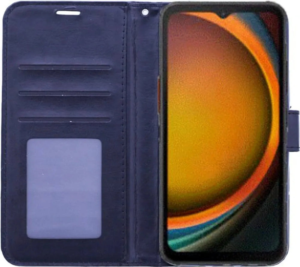 Samsung Galaxy Xcover 7 Hoesjes – Portemonnee Bookcase – Pasjeshouder – 1x Gehard Glas Screenprotector – Zwart-Ilumina Benelux