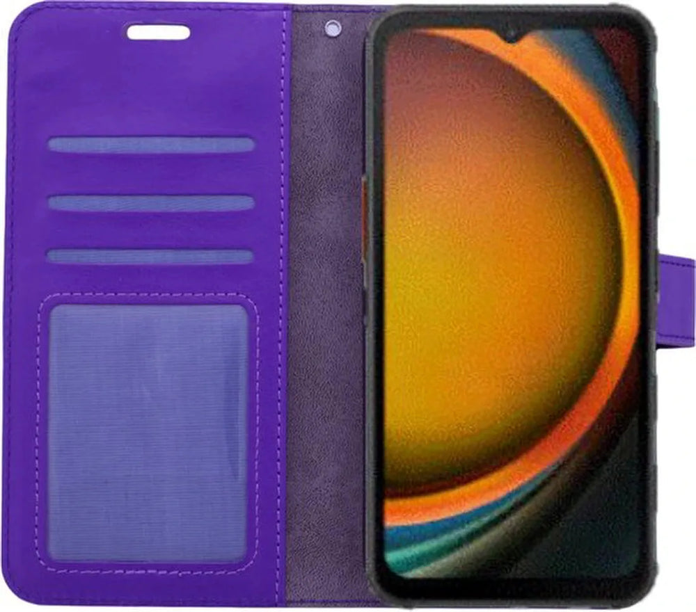 Samsung Galaxy Xcover 7 Hoesjes – Portemonnee Bookcase – Magneetsluiting – 1x Gehard Glas Screenprotector – Paars-Ilumina Benelux
