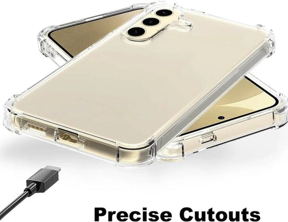 Samsung Galaxy S24 Hoesjes – Anti-shock Siliconen Backcover – Transparant – Screenprotector Gehard Glas + Camera Lens Protector-Ilumina Benelux