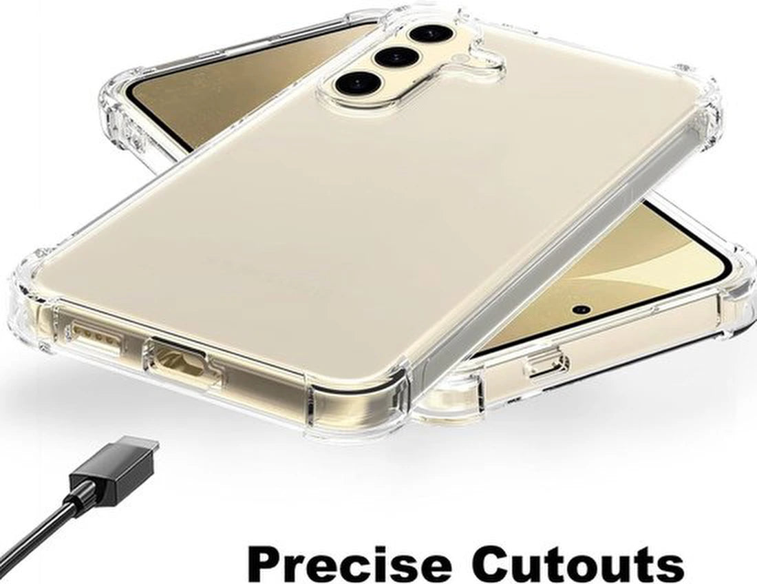 Samsung Galaxy S24 FE/S25 FE Hoesjes – Anti-Shock Siliconen Backcover – Transparant – 3x Screenprotector Glas – 3x Camera Lens Protector