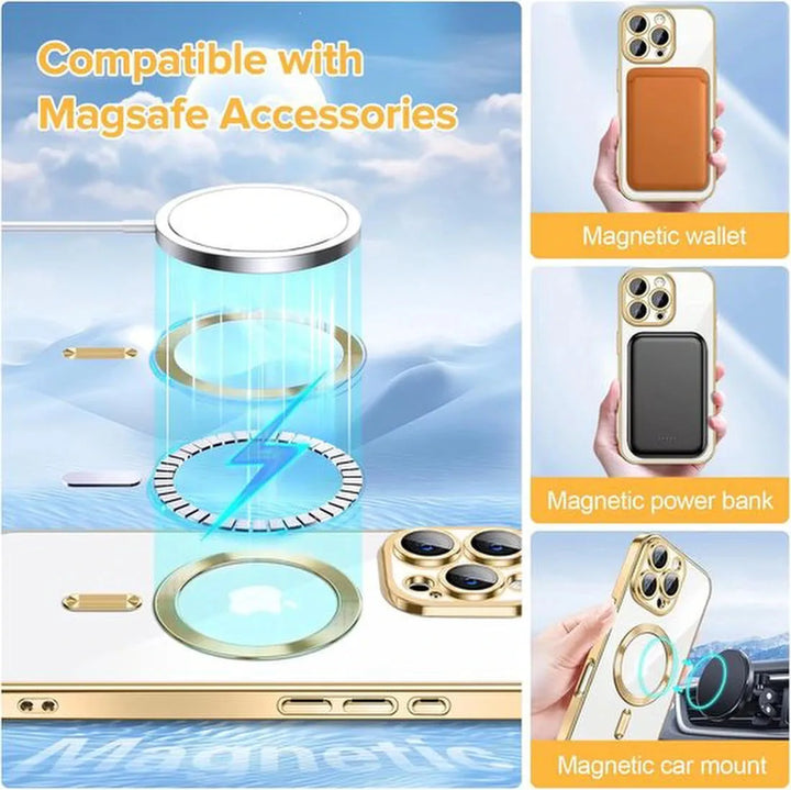 iPhone 17 Hoesjes – Backcover – Camera Lens Protector – MagSafe Compatibel – Goud-Ilumina Benelux