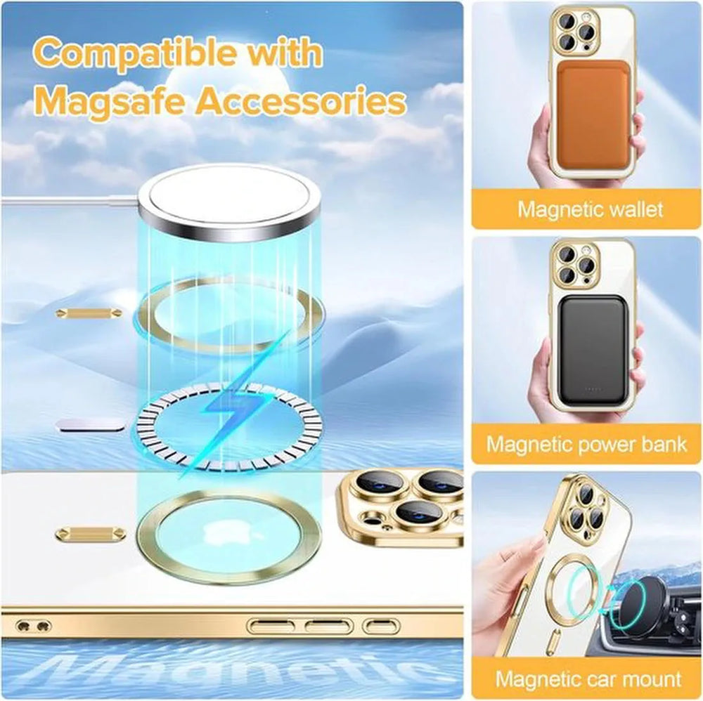 iPhone 17 Pro Max Hoesjes – Backcover – Camera Lens Protector – MagSafe Compatibel – Goud-Ilumina Benelux