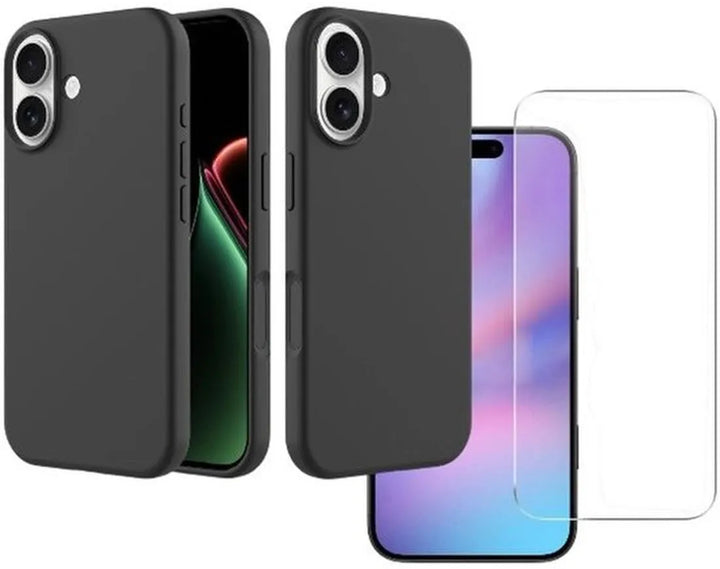 iPhone 17 Hoesjes – Liquid Siliconen Backcover – Soft Touch – Inclusief 2x Screenprotector – Zwart-Ilumina Benelux