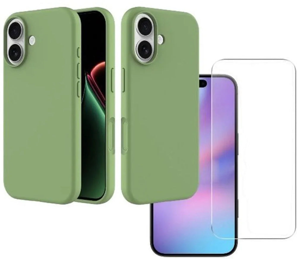 iPhone 17 Hoesjes – Liquid Siliconen Backcover – Soft Touch – Inclusief 2x Screenprotector – Groen-Ilumina Benelux