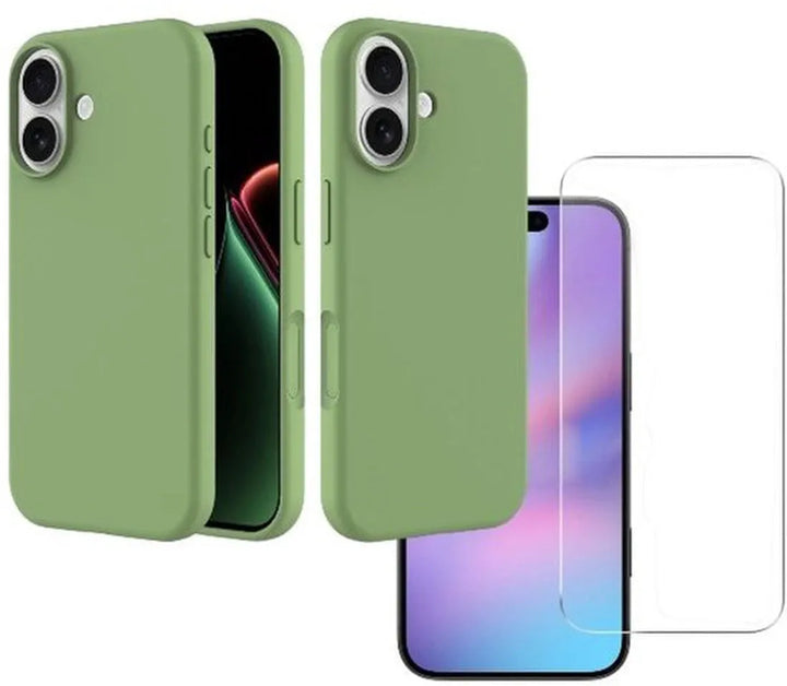 iPhone 17 Hoesjes – Liquid Siliconen Backcover – Soft Touch – Inclusief 2x Screenprotector – Groen-Ilumina Benelux