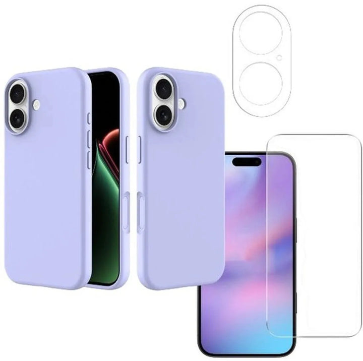 iPhone 17 Hoesjes – Liquid Siliconen Backcover – Soft Touch – Inclusief Screenprotector & Camera Lens Protector – Lila-Ilumina Benelux