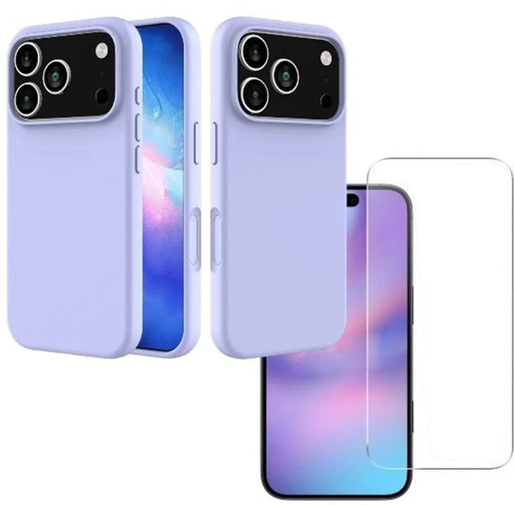 iPhone 17 Pro Hoesjes – Liquid Siliconen Backcover – Soft Touch – Inclusief 2x Screenprotector – Lila-Ilumina Benelux