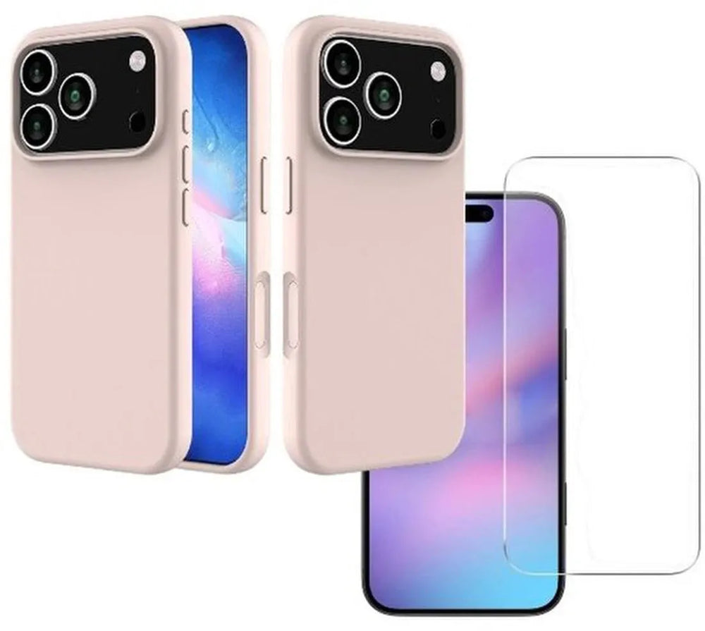iPhone 17 Pro Max Hoesjes – Liquid Siliconen Backcover – Soft Touch – Roze – Inclusief 2x Screenprotector-Ilumina Benelux