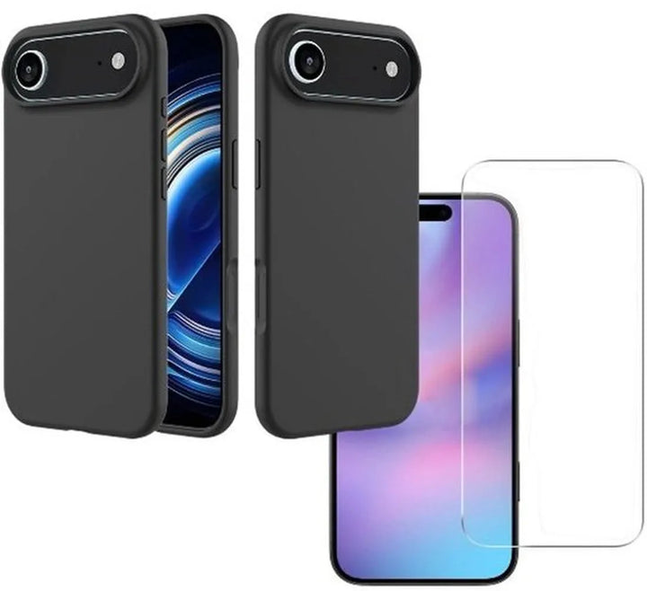 iPhone Air Hoesjes – Liquid Siliconen Backcover – Soft Touch – Inclusief 2x Screenprotector – Zwart-Ilumina Benelux