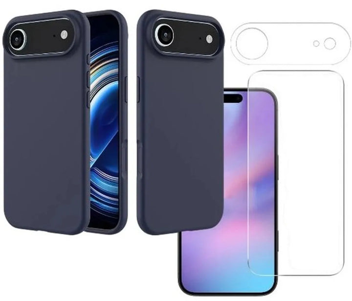 iPhone Air Hoesjes – Liquid Siliconen Backcover – Soft Touch – Incl. Screenprotector & Camera Lens Protector – Middernachtblauw-Ilumina Benelux