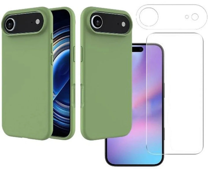 iPhone Air Hoesjes – Liquid Siliconen Backcover – Soft Touch – Incl. Screenprotector & Camera Lens Protector – Groen-Ilumina Benelux