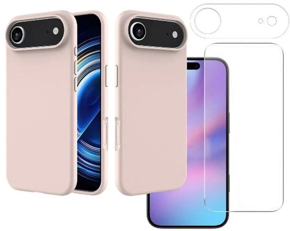 iPhone Air Hoesjes – Liquid Siliconen Backcover – Soft Touch – Met Screenprotector & Camera Lens Protector – Roze-Ilumina Benelux