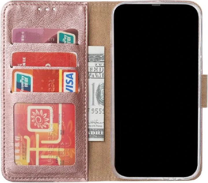 iPhone 16 Pro Max Hoesjes – Bookcase – Magneetsluiting – Inclusief Screenprotector – Roségoud-Ilumina Benelux