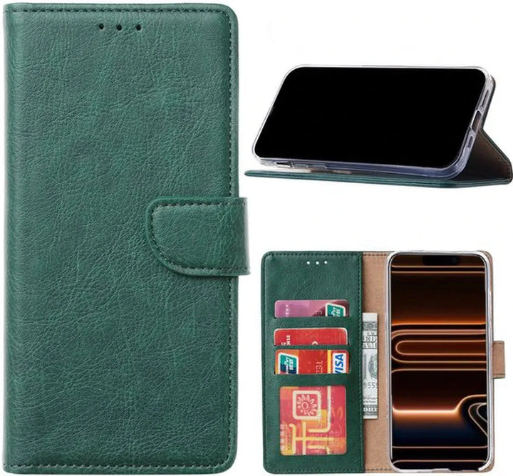 iPhone 16E Hoesjes – Bookcase – Magneetsluiting – Groen-Ilumina Benelux
