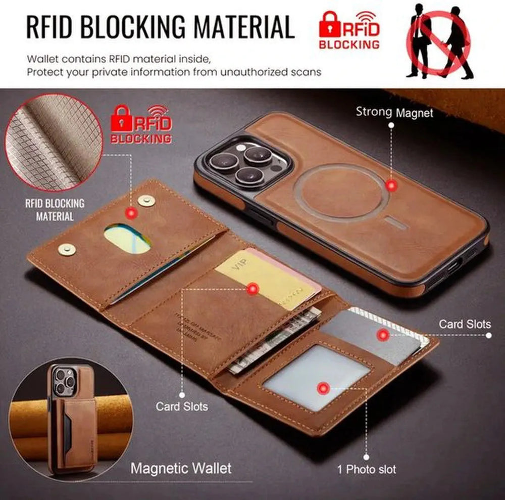 iPhone 17 Pro Max Hoesjes – MagSafe Wallet Case – Pasjeshouder 8 Kaartvakken – RFID-bescherming – Zwart-Ilumina Benelux