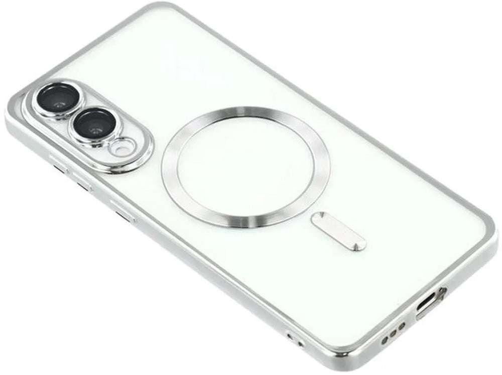Samsung Galaxy S25 Edge Hoesjes – Siliconen Backcover – MagSafe – 2x Screenprotector – Zilver-Ilumina Benelux