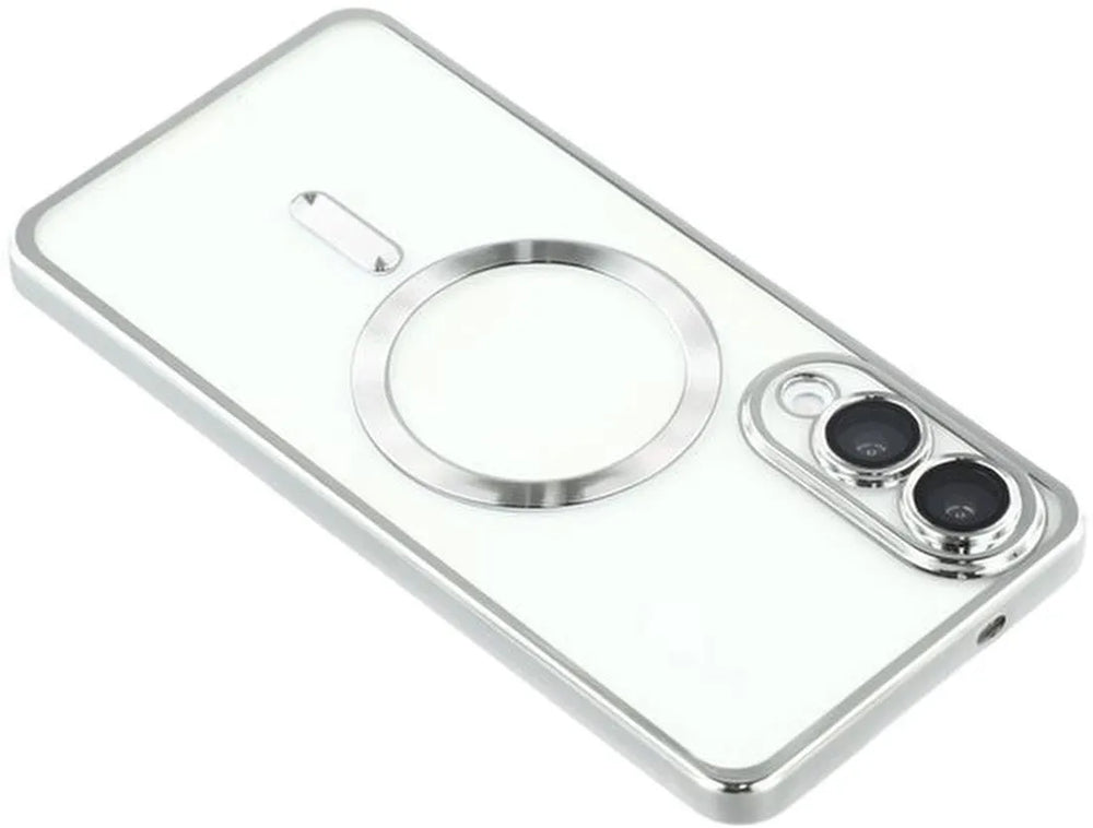 Samsung Galaxy S25 Edge Hoesjes – Siliconen Backcover – MagSafe – 2x Screenprotector – Zilver-Ilumina Benelux