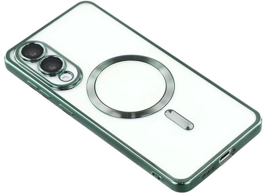 Samsung Galaxy S25 Edge Hoesjes – Siliconen Backcover – MagSafe – 2x Screenprotector – Groen