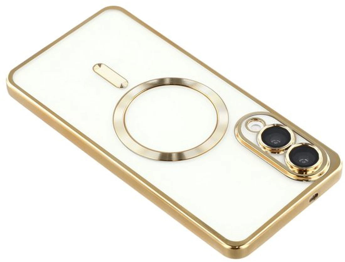 Backcover hoesje Geschikt voor: Samsung Galaxy S25 Edge - met geïntegreerde Camera lens bescherming - MagSafe - Goud