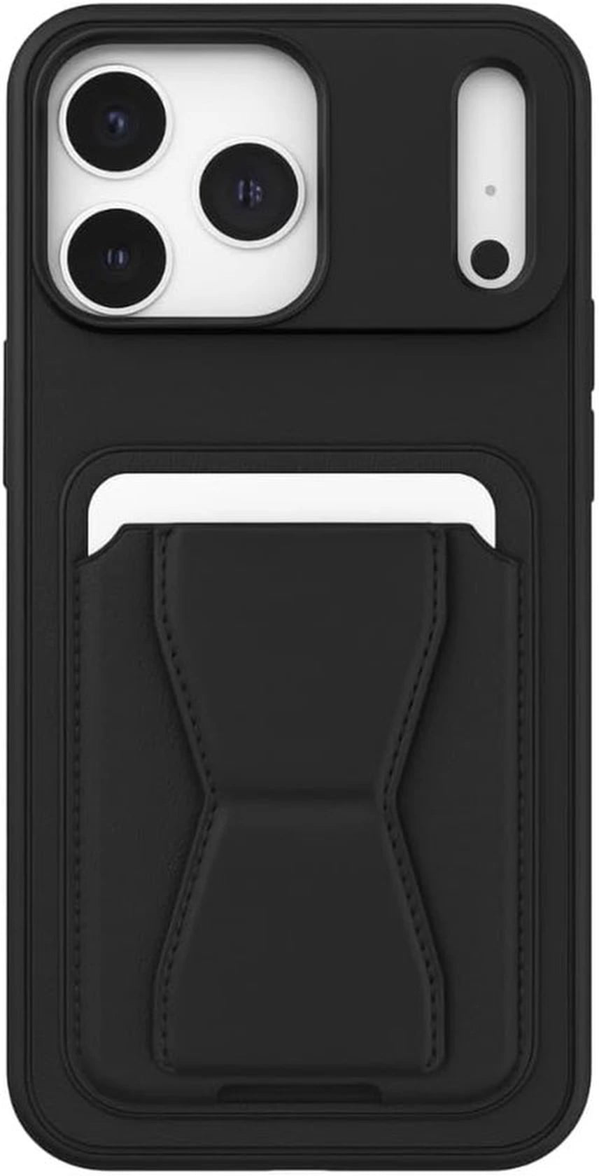 iPhone 17 Pro Hoesjes – Schokbestendige Backcover – Kaarthouder – Ingebouwde Standaard – Zwart