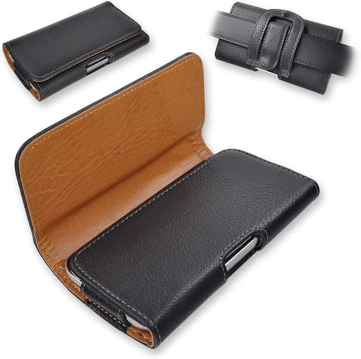 Telefoonholster – Geschikt voor iPhone 16E – Horizontale heuptas – PU leer – Magneetsluiting – Zwart-Ilumina Benelux