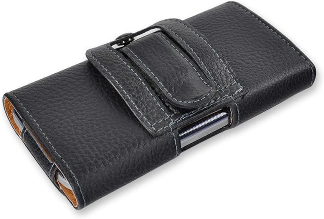 Telefoonhouder heup – Geschikt voor Samsung Galaxy S22 – Horizontale riemholster – Riemclip & veiligheidslus – Zwart