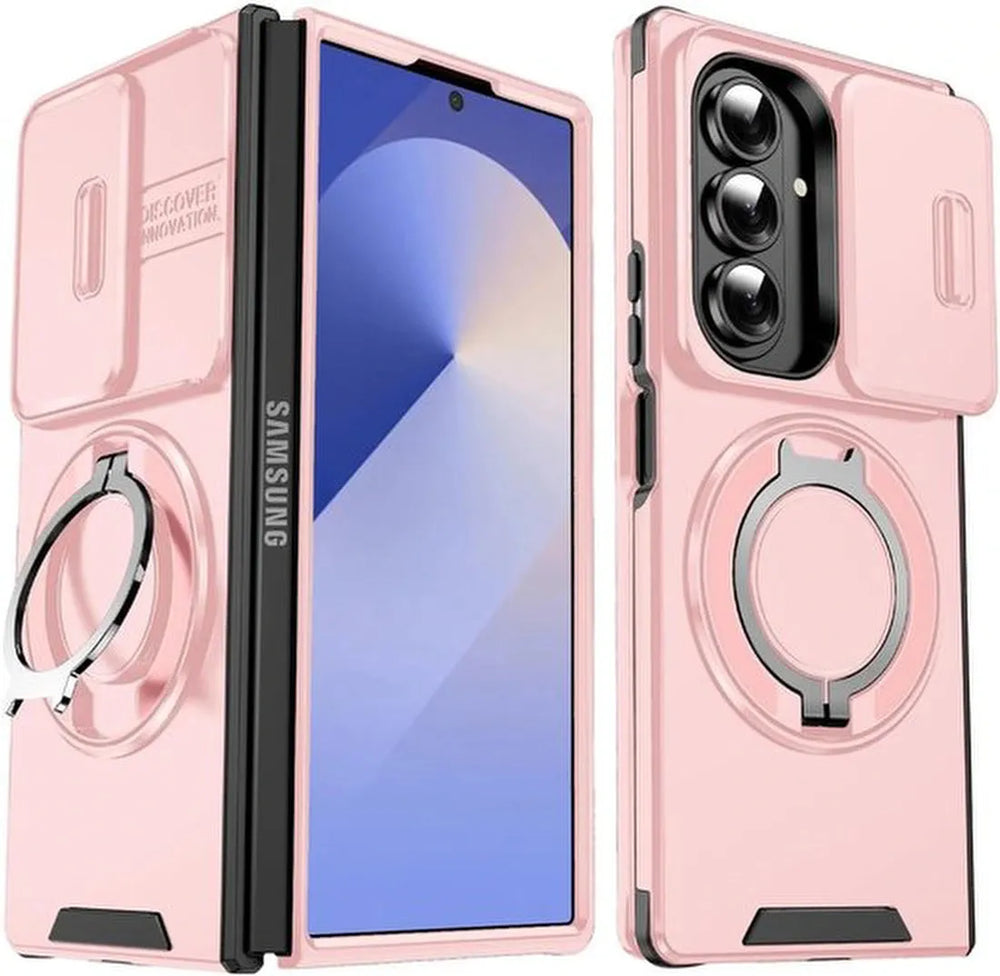 Samsung Galaxy Z Fold 7 Hoesjes – Hybrid Backcover met Ringstand – MagSafe Compatibel – Roze-Ilumina Benelux