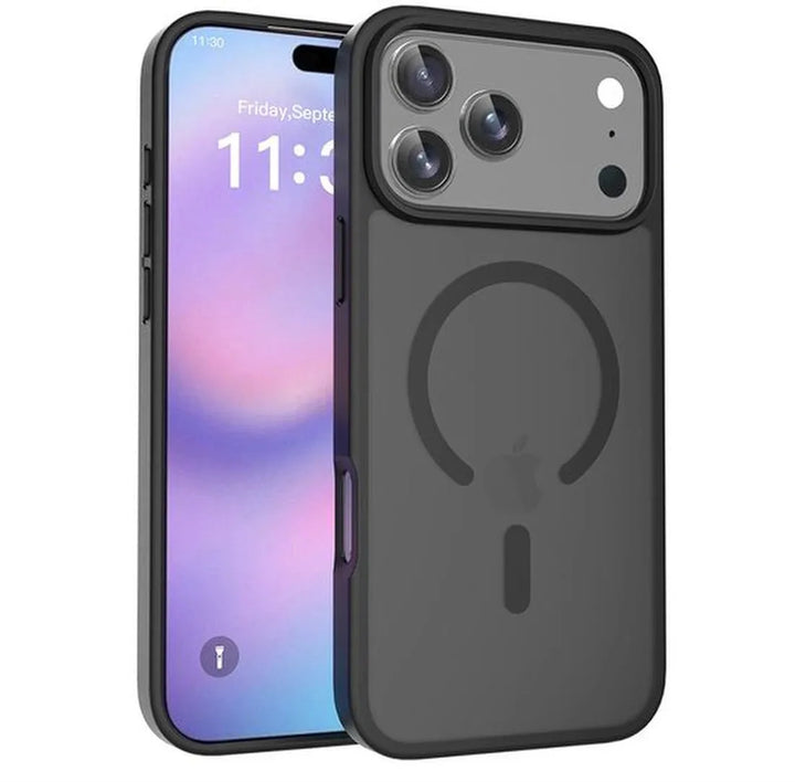 iPhone 17 Pro Hoesjes – Transparante Matte Bumper – MagSafe – Slank & Schokbestendig – Zwart-Ilumina Benelux