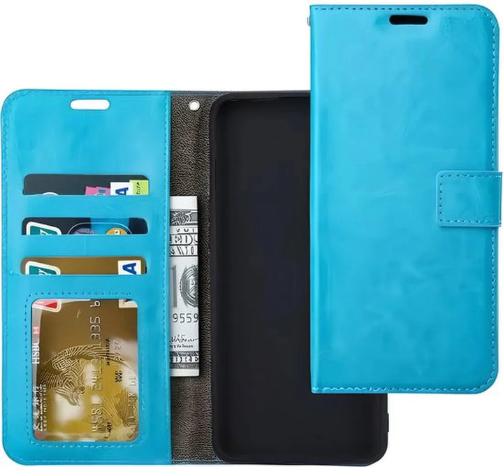 iPhone 16E Hoesjes – Portemonnee Bookcase – Pasjeshouder – Magneetsluiting – Turquoise-Ilumina Benelux