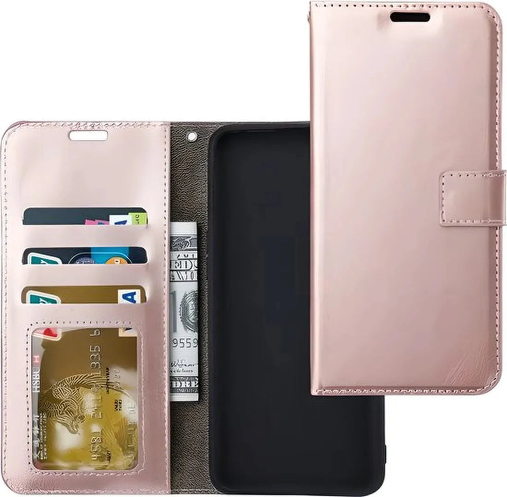 iPhone 16E Hoesjes – Portemonnee Bookcase – Pasjeshouder – Magneetsluiting – Roségoud-Ilumina Benelux
