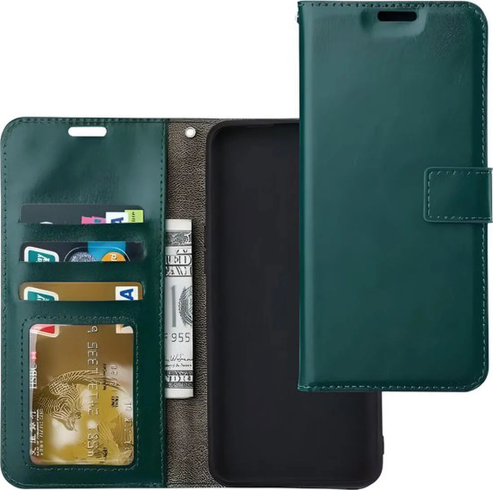 iPhone 16E Hoesjes – Portemonnee Bookcase – Pasjeshouder – Magneetsluiting – Groen-Ilumina Benelux