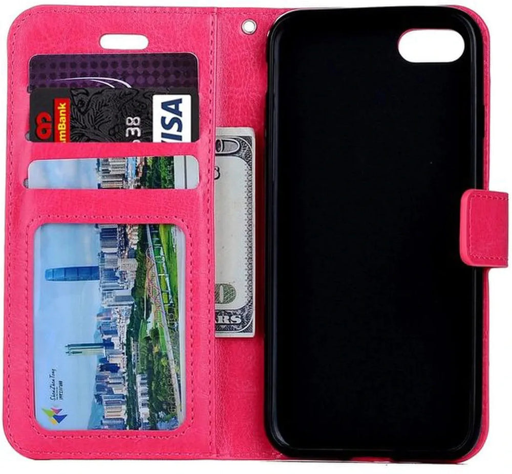 iPhone 7/8/SE 2020/SE 2022 Hoesjes – Portemonnee Bookcase – Pasjeshouder – Magneetsluiting – Roze-Ilumina Benelux