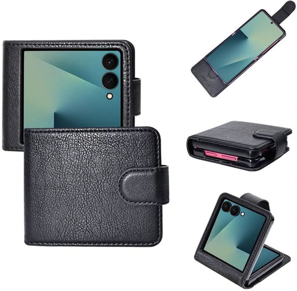 Samsung Galaxy Z Flip 7 Hoesjes – Portemonnee Hoes – Pasjeshouder – Magneetsluiting – Zwart-Ilumina Benelux