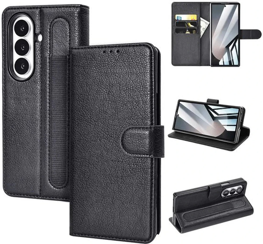 Samsung Galaxy Z Fold 7 Hoesjes – Bookcase Portemonnee Hoes – Pasjeshouder – Magneetsluiting – Zwart-Ilumina Benelux