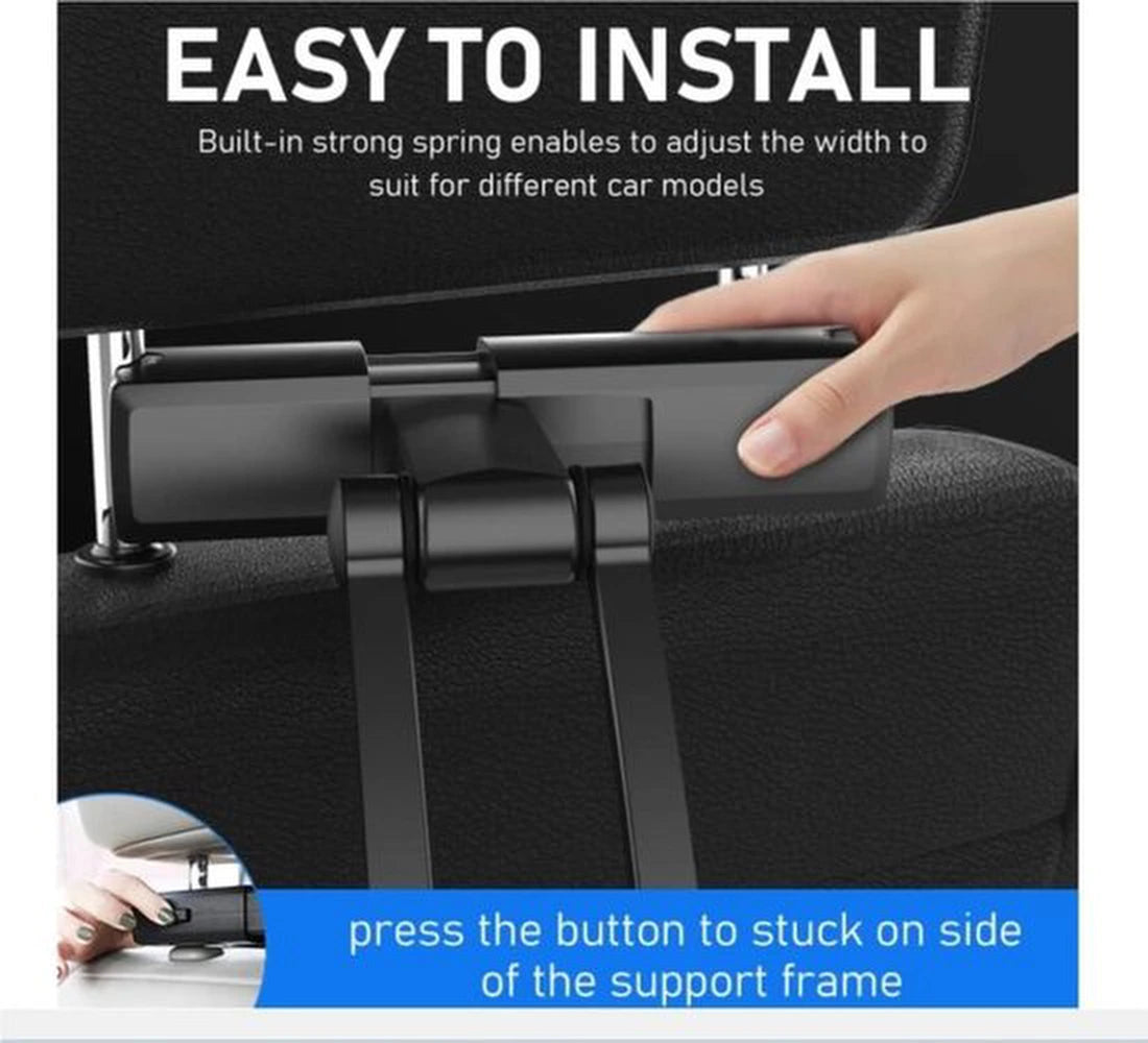 Telefoonhouder auto – Hoofdsteun Tablethouder – 360° Draaibaar – Verstelbaar 5.5-12.3 Inch – Zwart