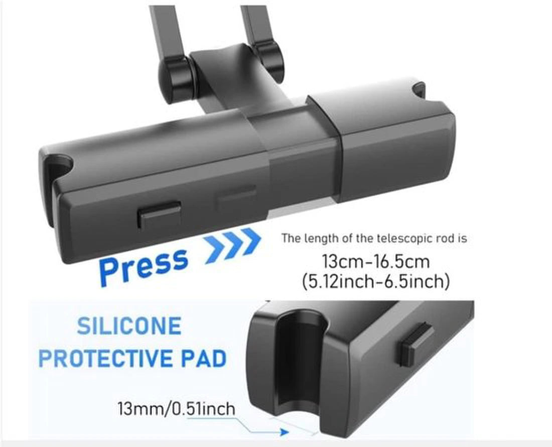 Telefoonhouder auto – Hoofdsteun Tablethouder – 360° Draaibaar – Verstelbaar 5.5-12.3 Inch – Zwart