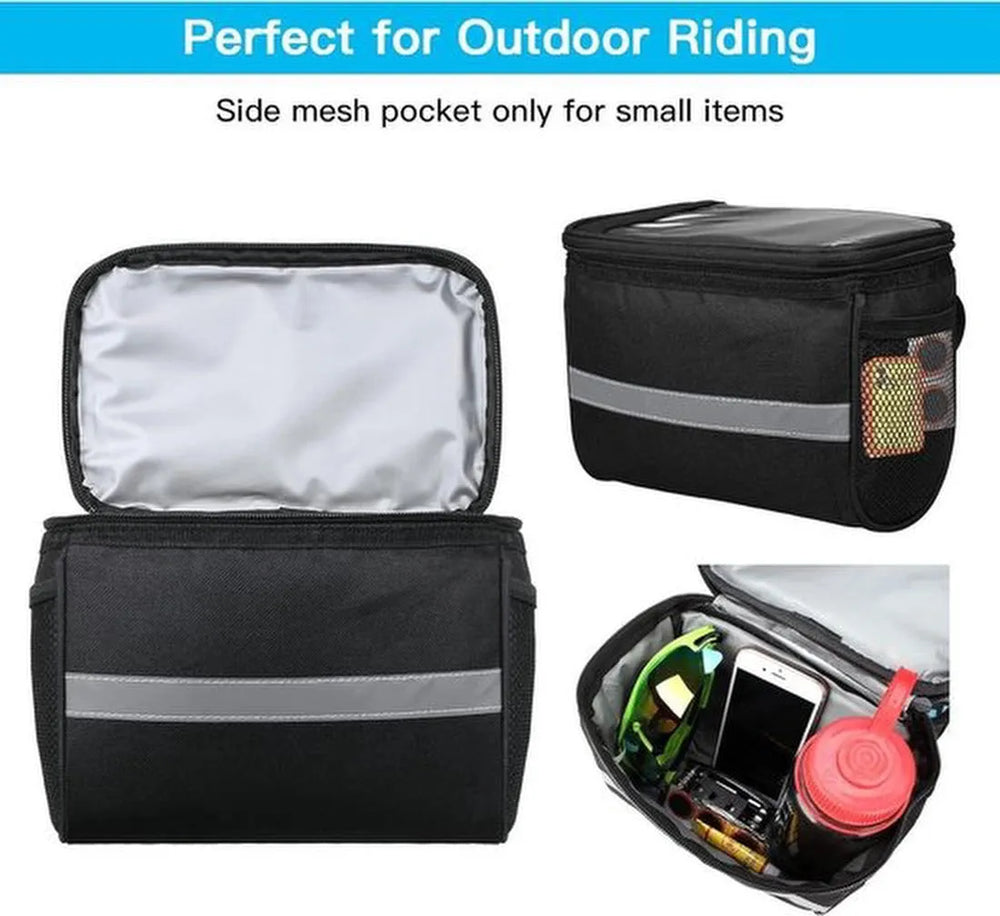 Fietsstuurtas mountainbike – Grote fietsmand koeltas – Waterdicht – Reflecterende band – 10 liter – Zwart-Ilumina Benelux