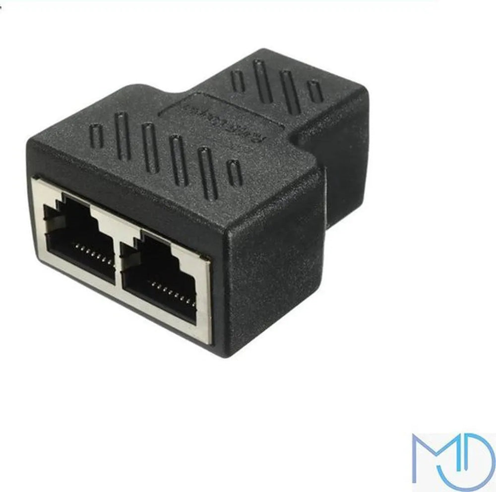RJ45 Splitter – 1 naar 2 Ethernet LAN Adapter – Netwerk Connector – Compact – Zwart-Ilumina Benelux