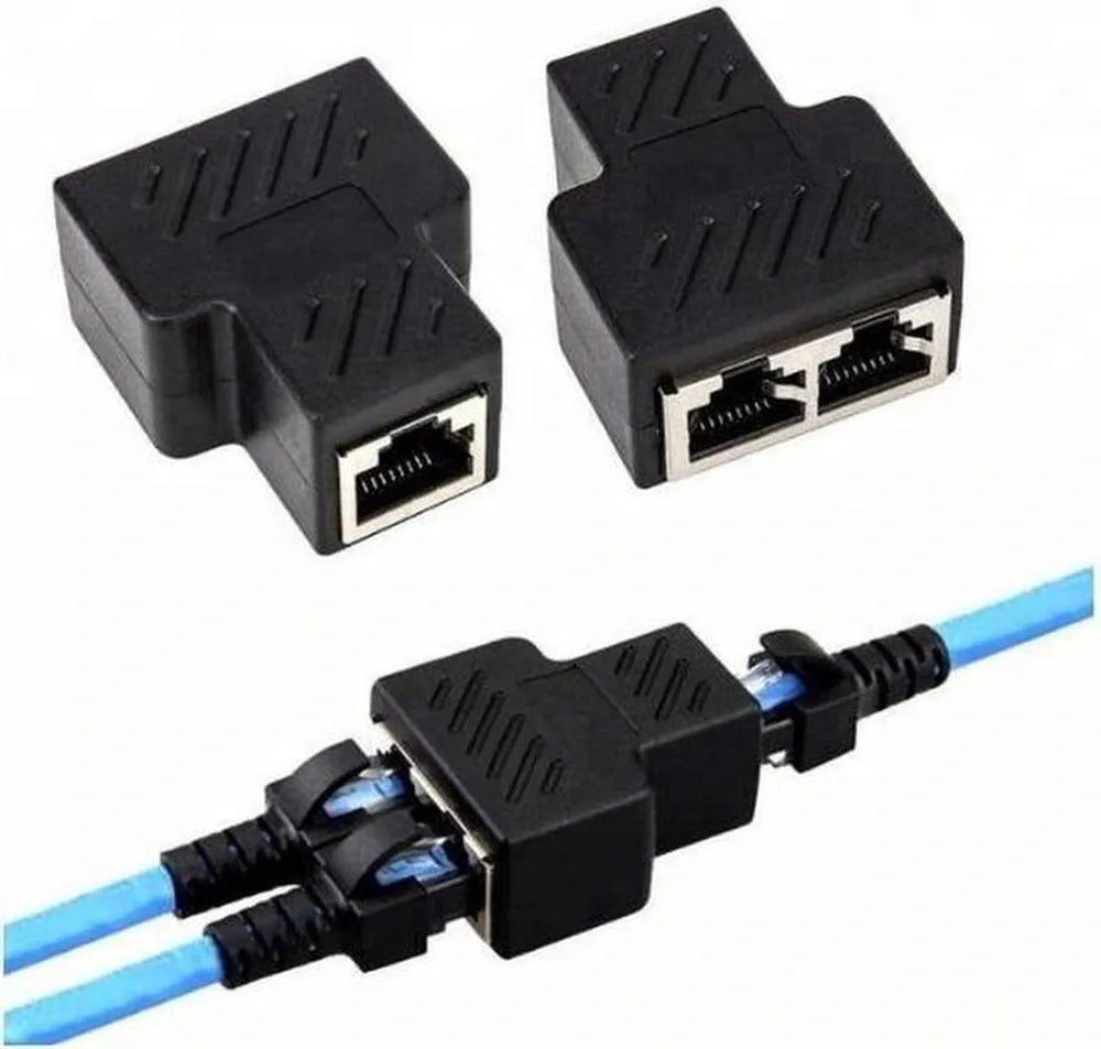 RJ45 Splitter – 1 naar 2 Ethernet LAN Adapter – Netwerk Connector – Compact – Zwart-Ilumina Benelux