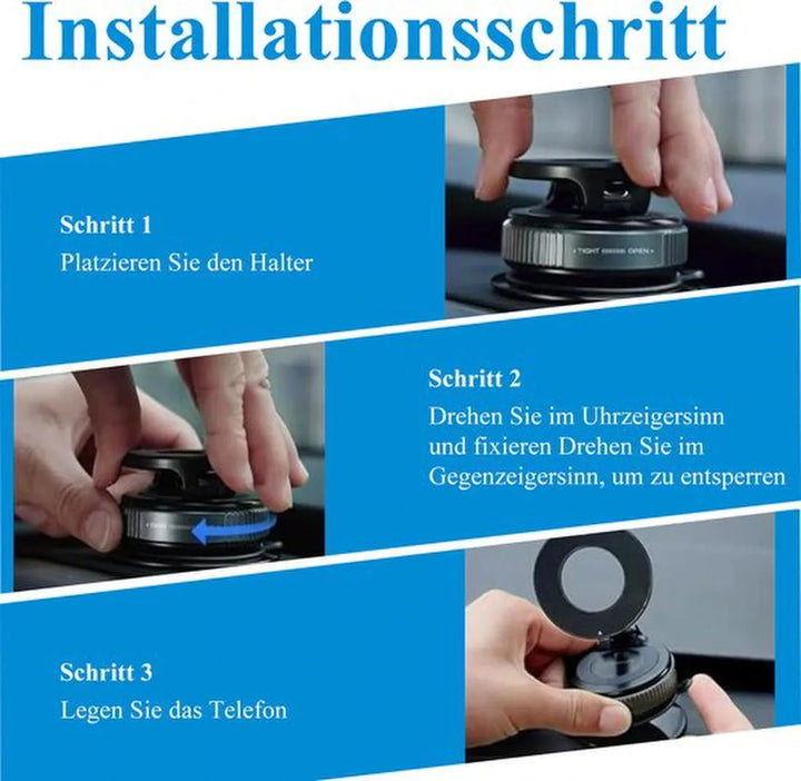 Telefoonhouder auto – Vacuüm magnetisch – 360° draaibaar – Dashboard montage – Zwart-Ilumina Benelux