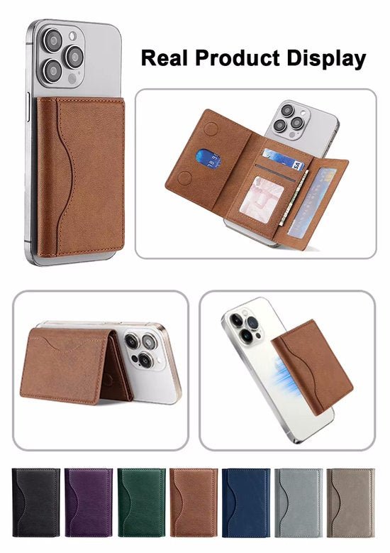 Pasjeshouder Portemonnee – Geschikt voor iPhone 12/13/14/15/16/17 – Opvouwbaar Leer – MagSafe Compatibel – Blauw-Pasjeshouders-Ilumina Benelux