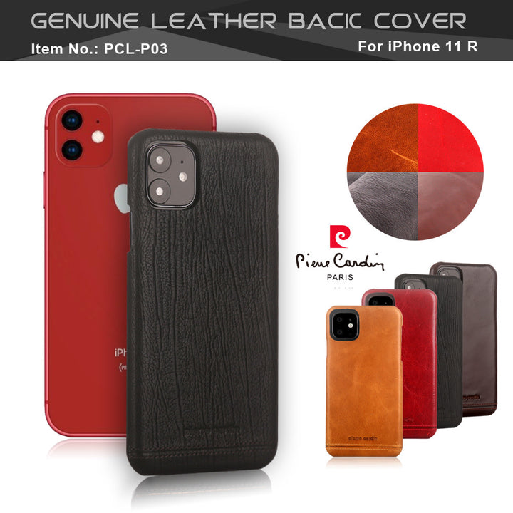 Pierre Cardin Apple iPhone 11 Bruin Back Cover hoesje Genuine leather-Hoesjes-Ilumina Benelux