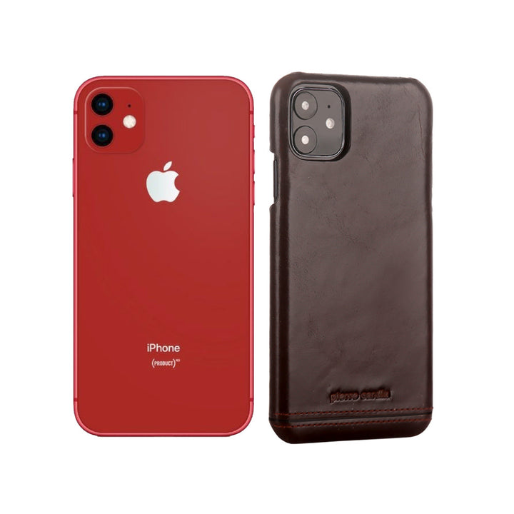 Pierre Cardin Apple iPhone 11 Donker Bruin Back Cover hoesje Genuine leather-Hoesjes-Ilumina Benelux