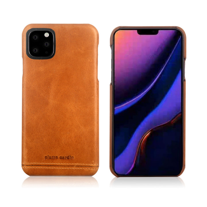 Pierre Cardin Apple iPhone 11 Pro Bruin Backcover hoesje Genuine leather-Hoesjes-Ilumina Benelux