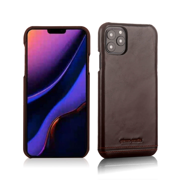 Pierre Cardin Apple iPhone 11 Pro Donker Bruin Backcover hoesje Genuine leather-Hoesjes-Ilumina Benelux