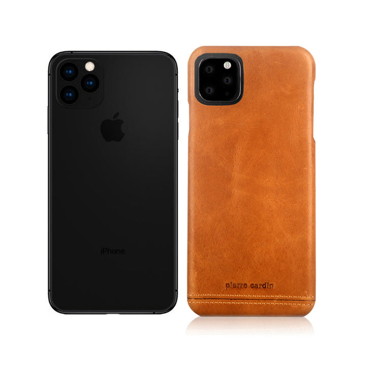 Pierre Cardin Apple iPhone 11 Pro Max Bruin Back Cover hoesje Genuine leather-Hoesjes-Ilumina Benelux